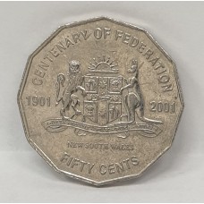 AUSTRALIA 2001 . FIFTY 50 CENTS COIN . CENTENARY OF FEDERATION . NEW SOUTH WALES